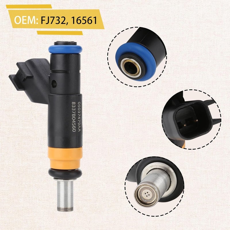 Pjvmvo FJ732 Compatible with/hemi 5.7L Fuel Injectors,Compatible with/Ram 1500,Compatible with/Dodge 5.7 Charger Durango,Compatible with/Jeep Grand Cherokee 2009 2010 2011 2012 2013 |4 Holes| |Set of 8| - Image 4
